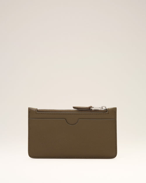 Brown zipped cowhide leather card holder with Ami de Coeur - Woman - 5 - AMI Paris - Ami Paris
