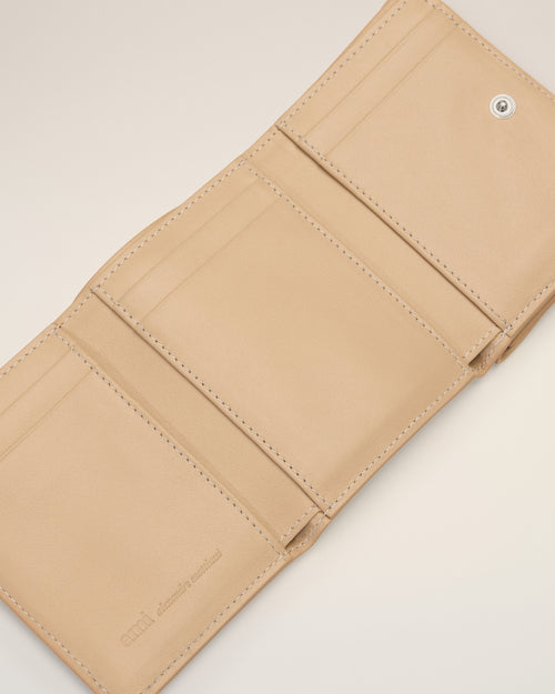 Beige cowhide leather trifold wallet with Ami de Coeur - Man - 3 - AMI Paris - Ami Paris