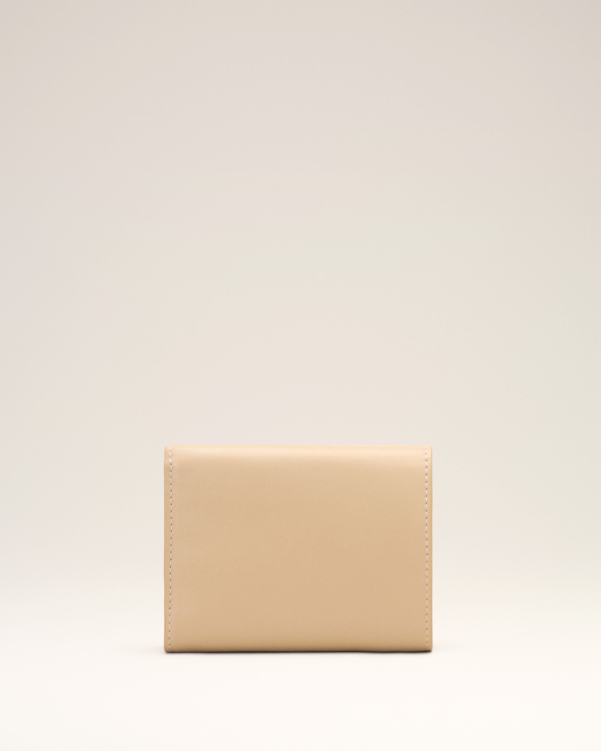 Beige cowhide leather trifold wallet with Ami de Coeur - 2