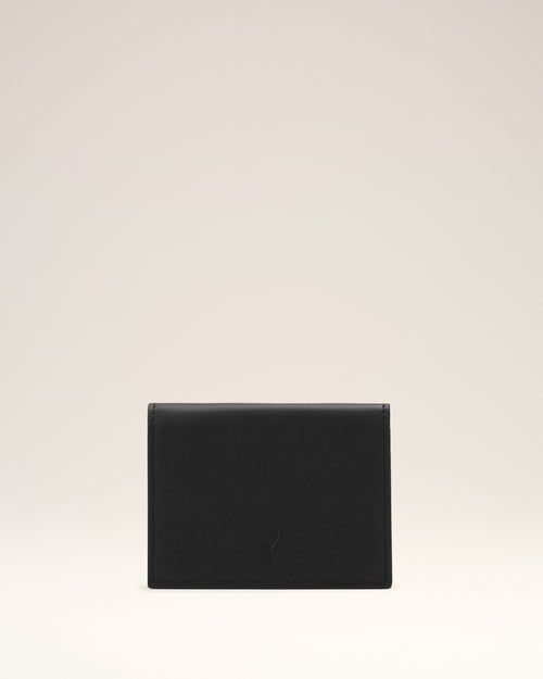 Black cowhide leather trifold wallet with Ami de Coeur - Man - 1 - AMI Paris - Ami Paris
