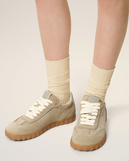                             Grey Leather Low Top Step Sneakers - 3                         - Ami Paris