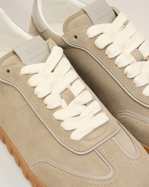 Grey Leather Low Top Step Sneakers - 10 - Ami Paris