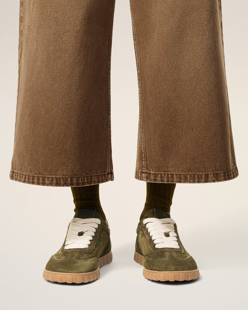 Green Leather Low Top Step Sneakers - 1 - Ami Paris