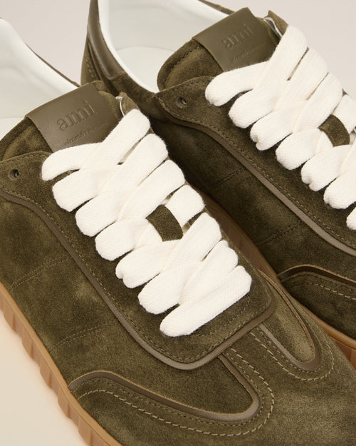 Green Leather Low Top Step Sneakers - 5 - Ami Paris