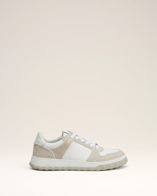 Baskets Walk Basses Grises En Cuir - BLANC/MASTIC - Ami Paris