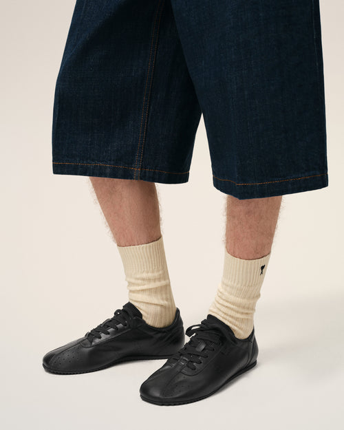 Black Cow Leather Soft Sneakers - 2 - Ami Paris