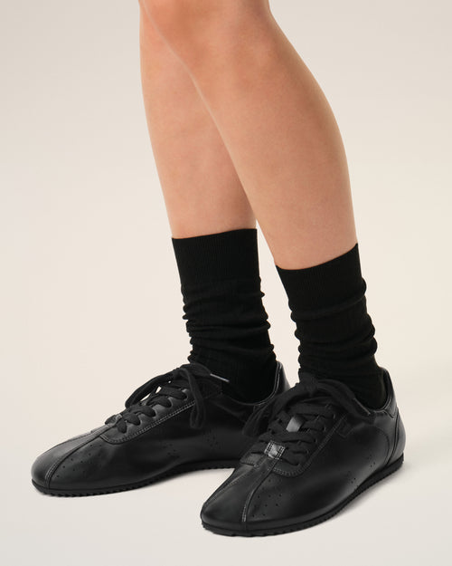                                     Black Cow Leather Soft Sneakers - 3                                 - Ami Paris