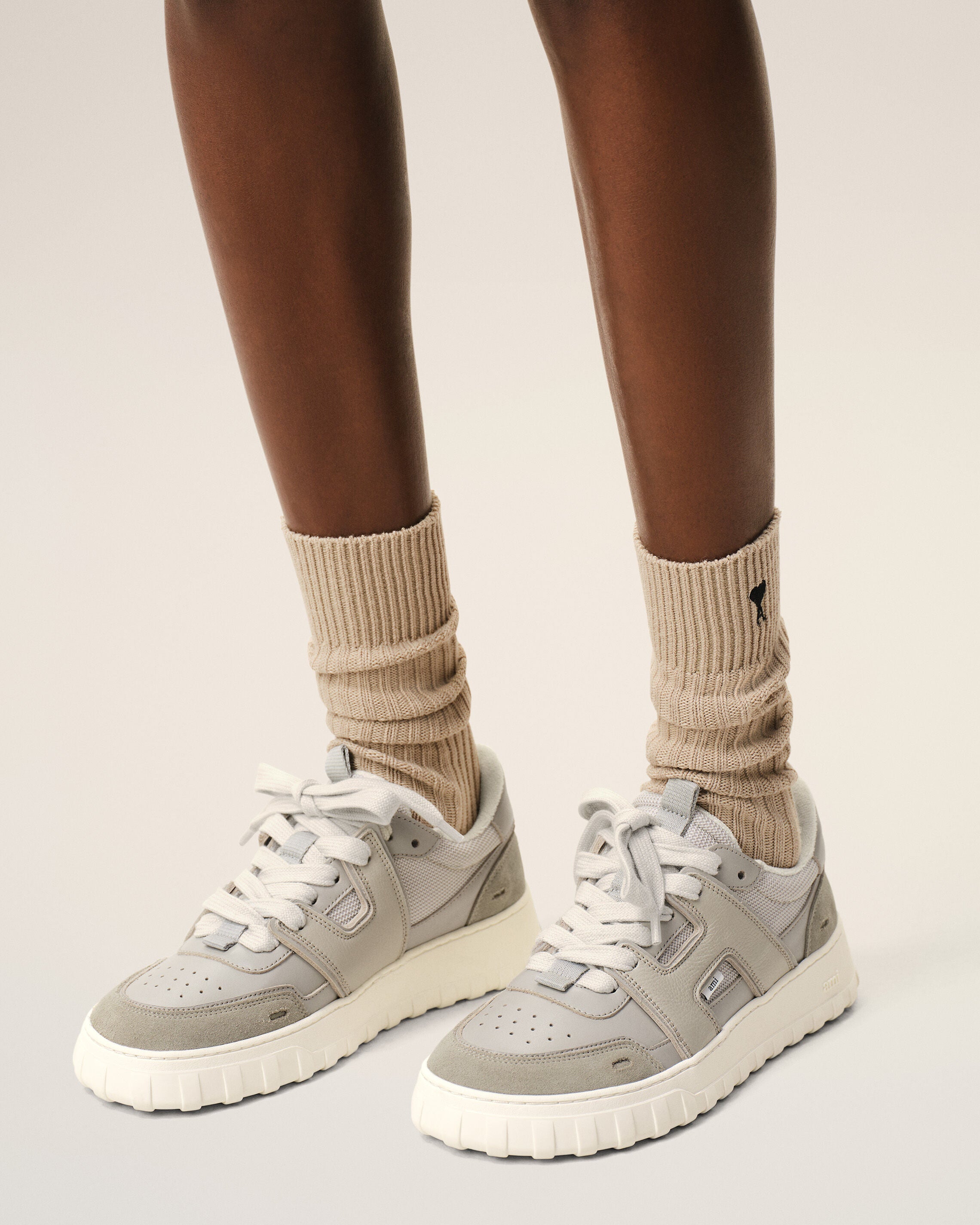 Zapatillas deportivas A Walk de piel de vaca gris - 7