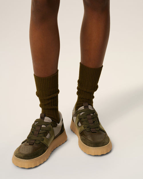                             Green Smooth Leather Low Top A Walk Sneakers - 3                         - Ami Paris