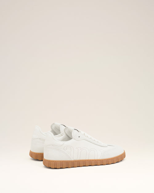 White Cowhide Leather Step Sneakers - 4 - Ami Paris