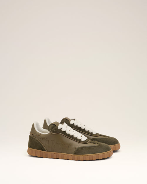 Sneakers Step Vertes en Cuir De Vachette - 3 - Ami Paris