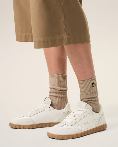 White Cowhide Leather Step Sneakers - 2 - Ami Paris