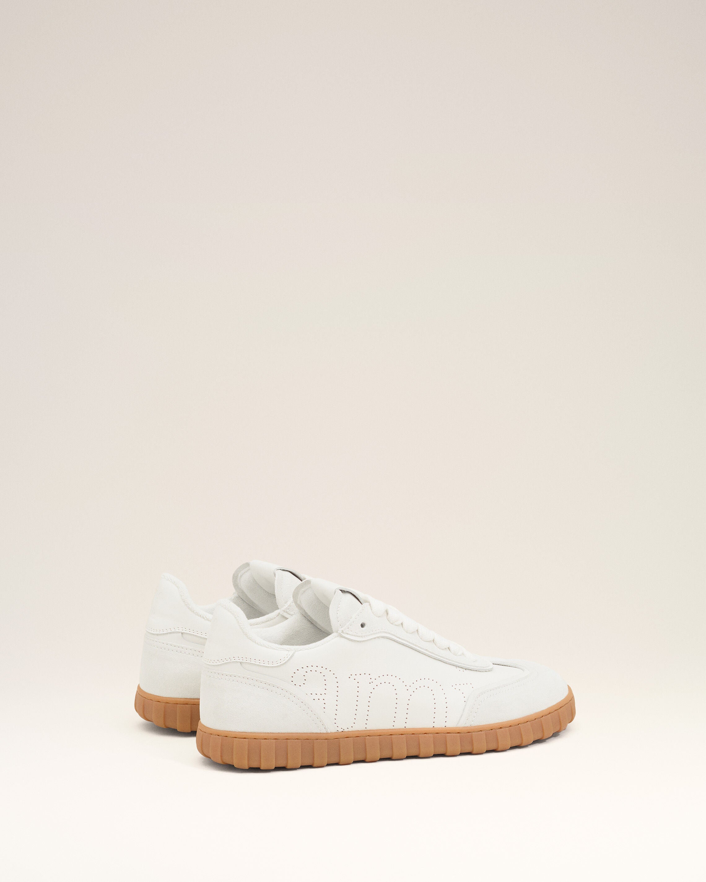 White Cowhide Leather Step Sneakers - 4