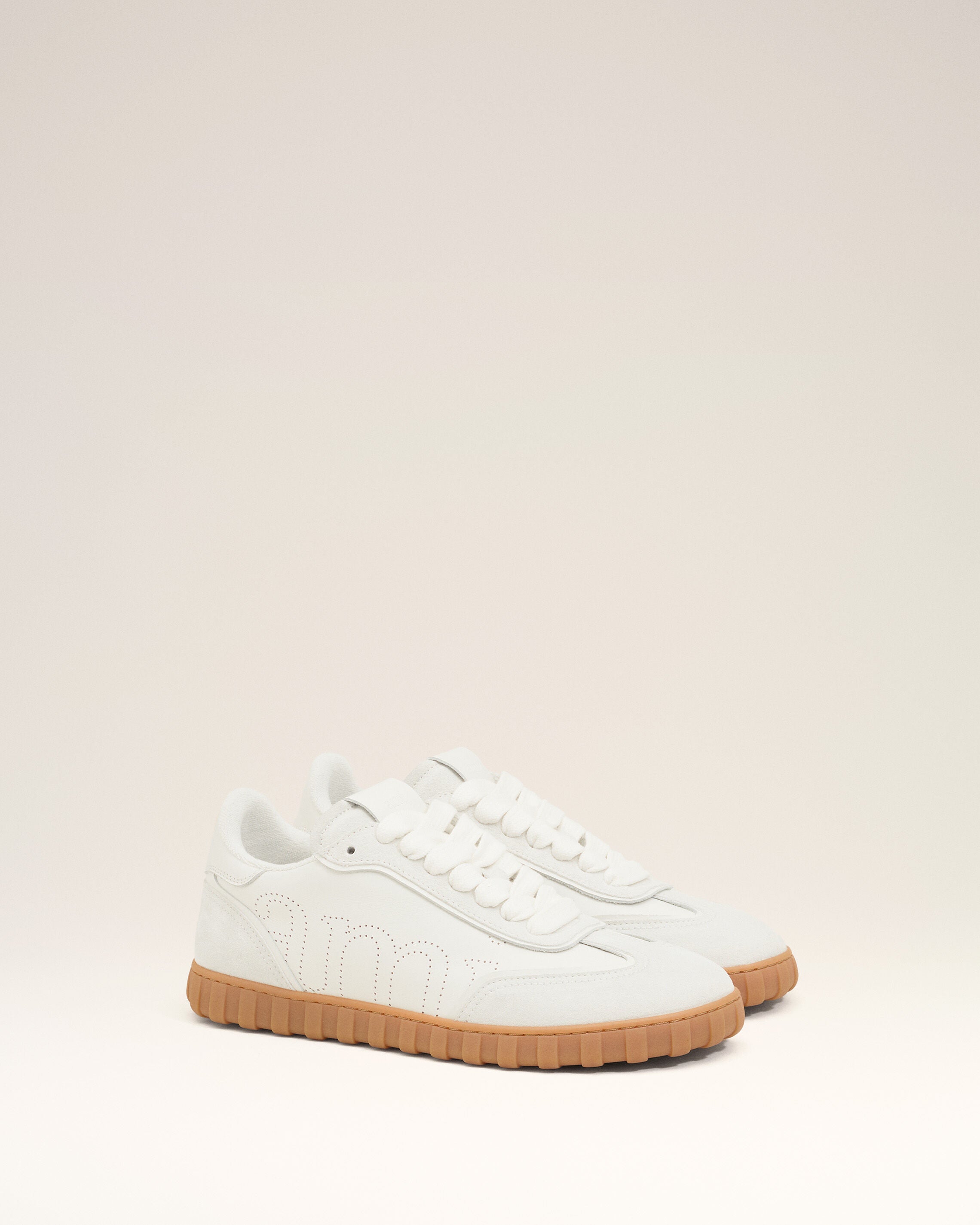 White Cowhide Leather Step Sneakers - 3
