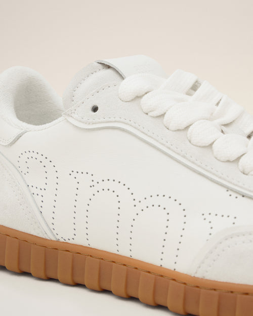 White Cowhide Leather Step Sneakers - 5 - Ami Paris