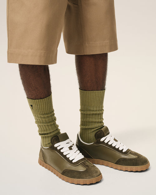 Green Cowhide Leather Step Sneakers - 2 - Ami Paris