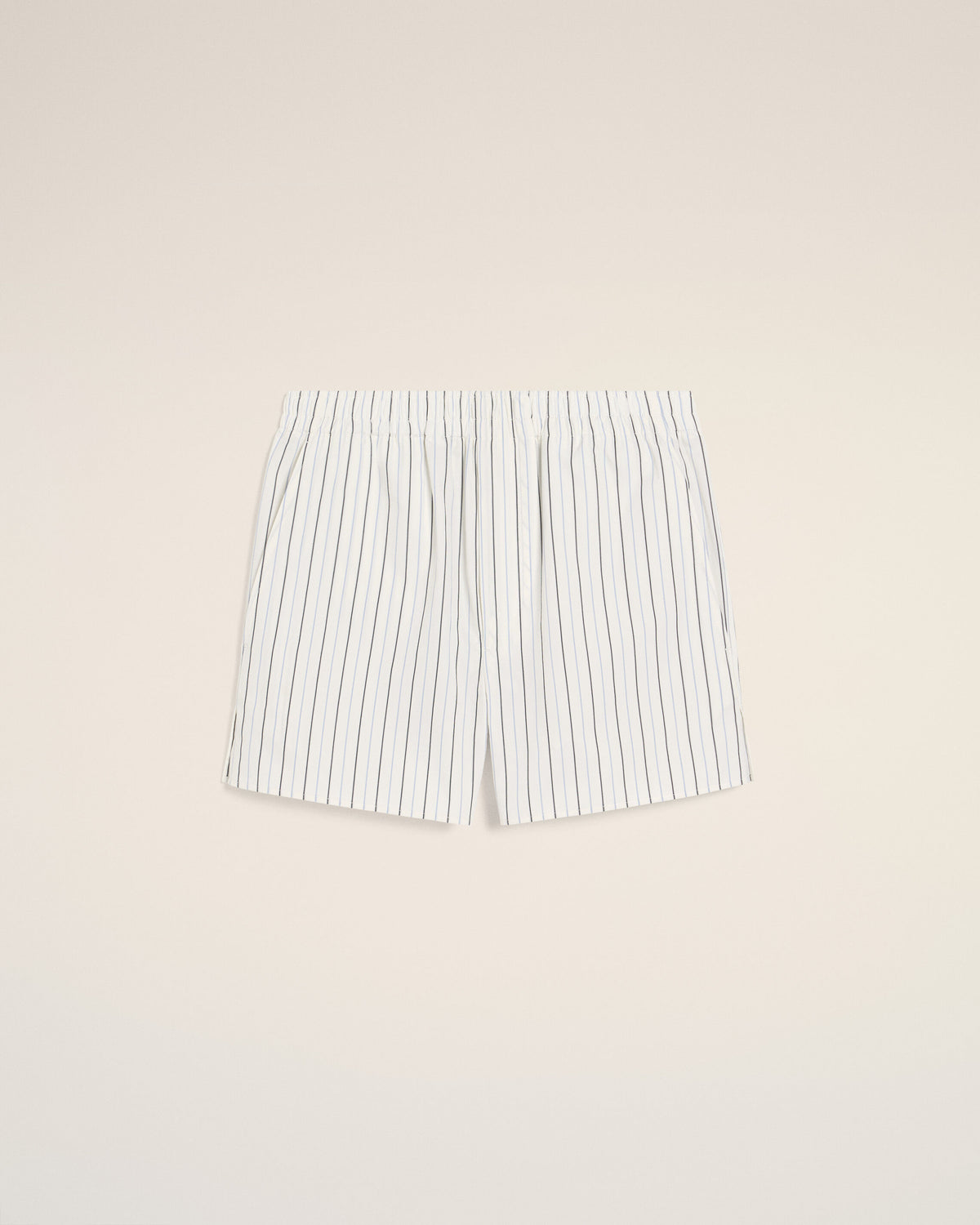 Short Blanc Et Bleu Court Elastiqué En Coton - 1