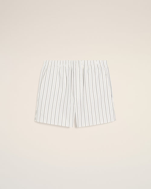 Short Blanc Et Bleu Court Elastiqué En Coton - Homme - 1 - AMI Paris - Ami Paris