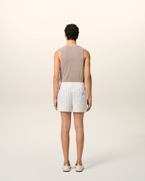 Short Blanc Et Bleu Court Elastiqué En Coton - Homme - 4 - AMI Paris - Ami Paris