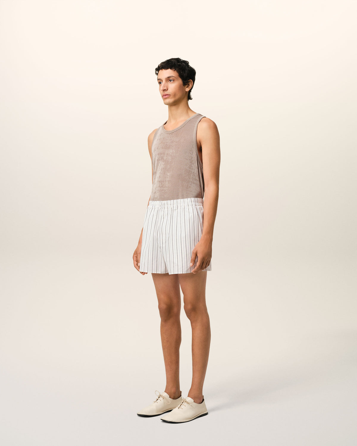 Short Blanc Et Bleu Court Elastiqué En Coton - 6