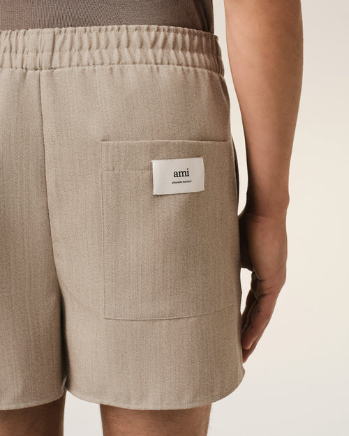 Short Beige Court Elastiqué En Laine - Homme - 5 - AMI Paris - Ami Paris