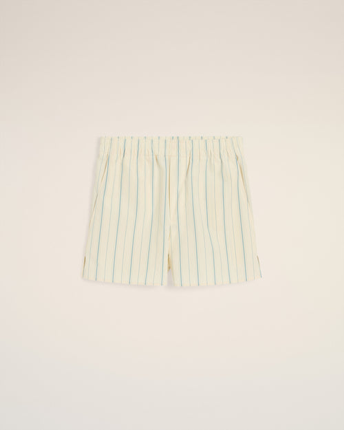 Beige Cotton Striped Short - 4 - Ami Paris