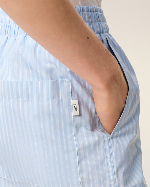 Pantalón corto elástico de algodón azul - 12 - Ami Paris