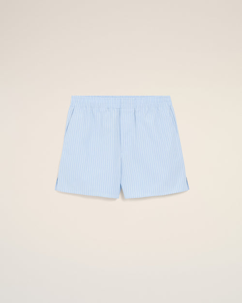 Pantalón corto elástico de algodón azul - 1 - Ami Paris