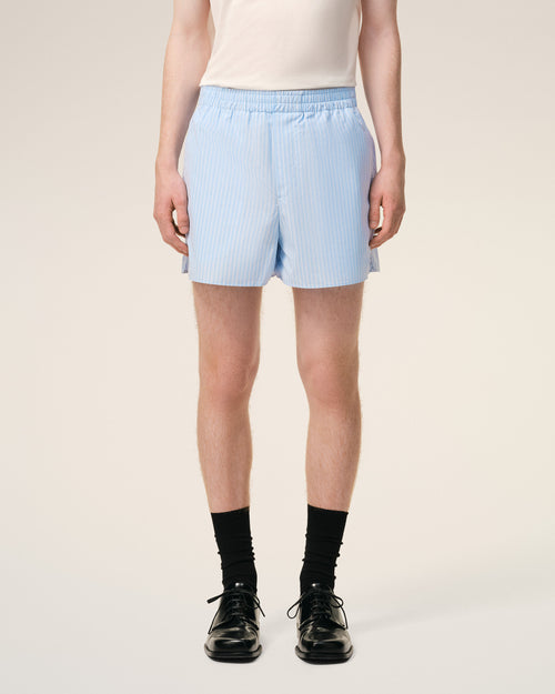 Blue Cotton Elasticated Shorts - 3 - Ami Paris