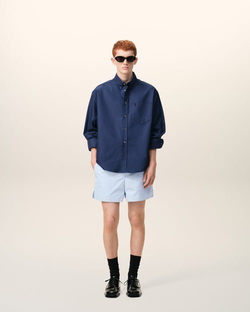 Blue Cotton Elasticated Shorts - 2 - Ami Paris