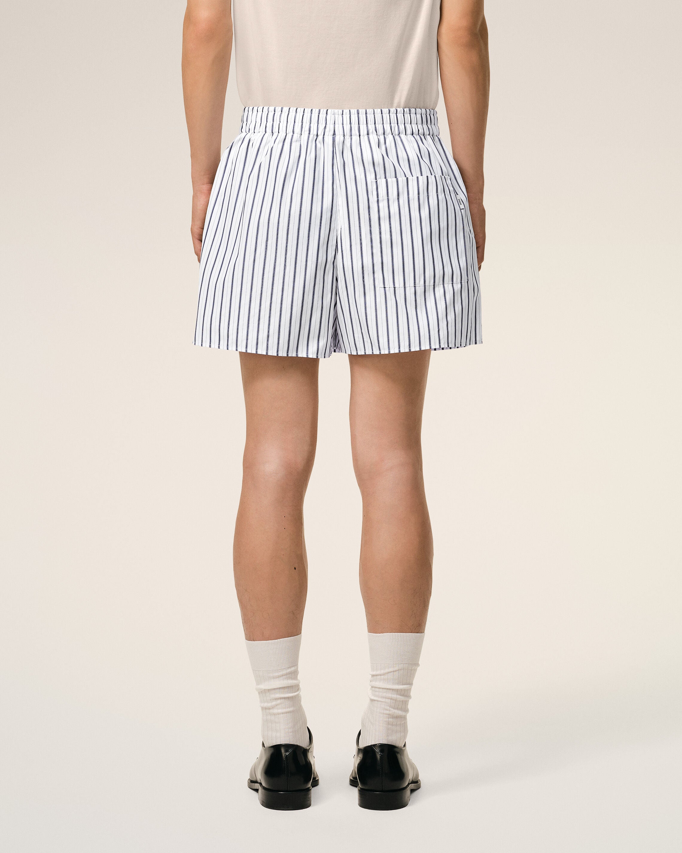 White Cotton Elasticated Shorts - 4