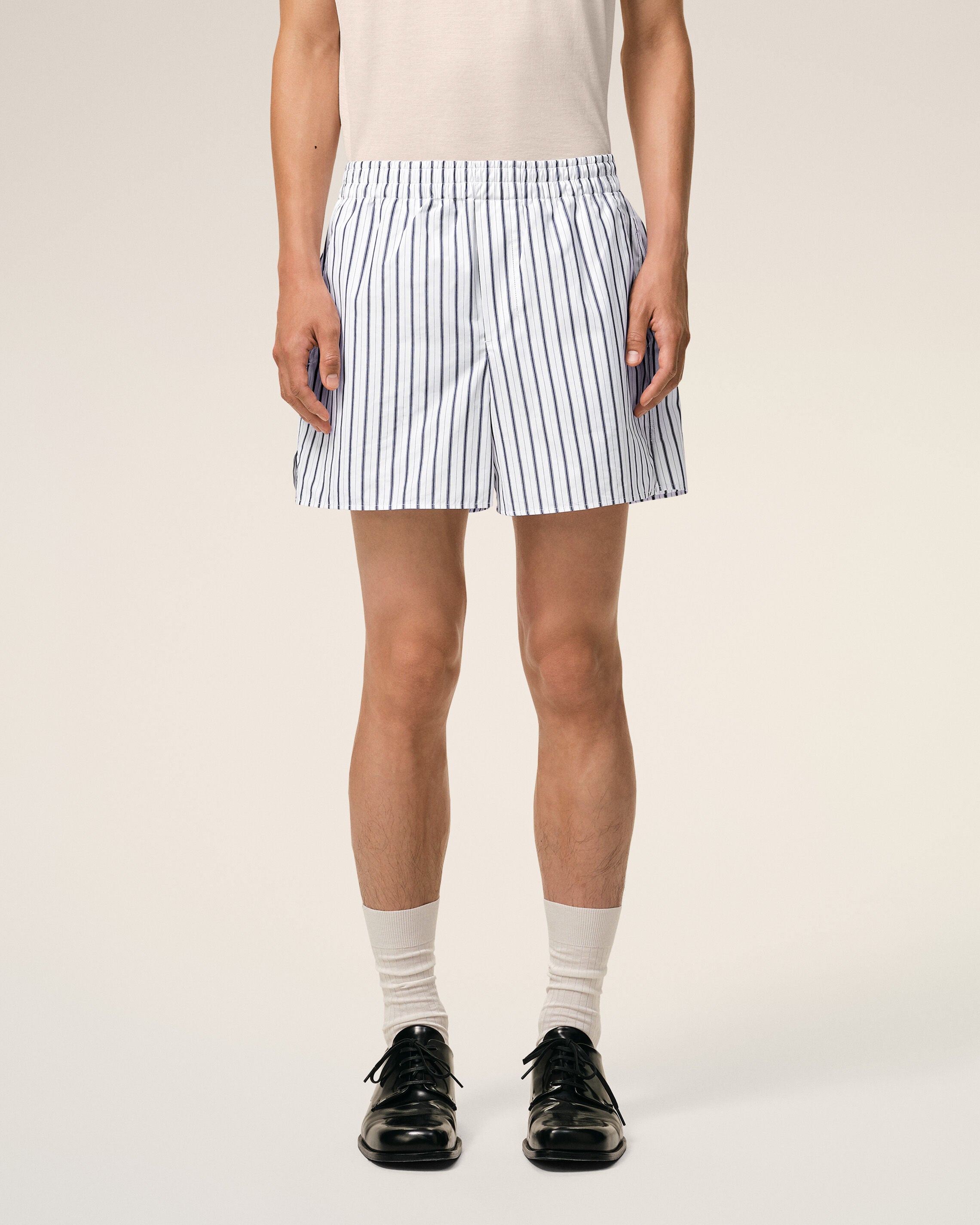 White Cotton Elasticated Shorts - 3