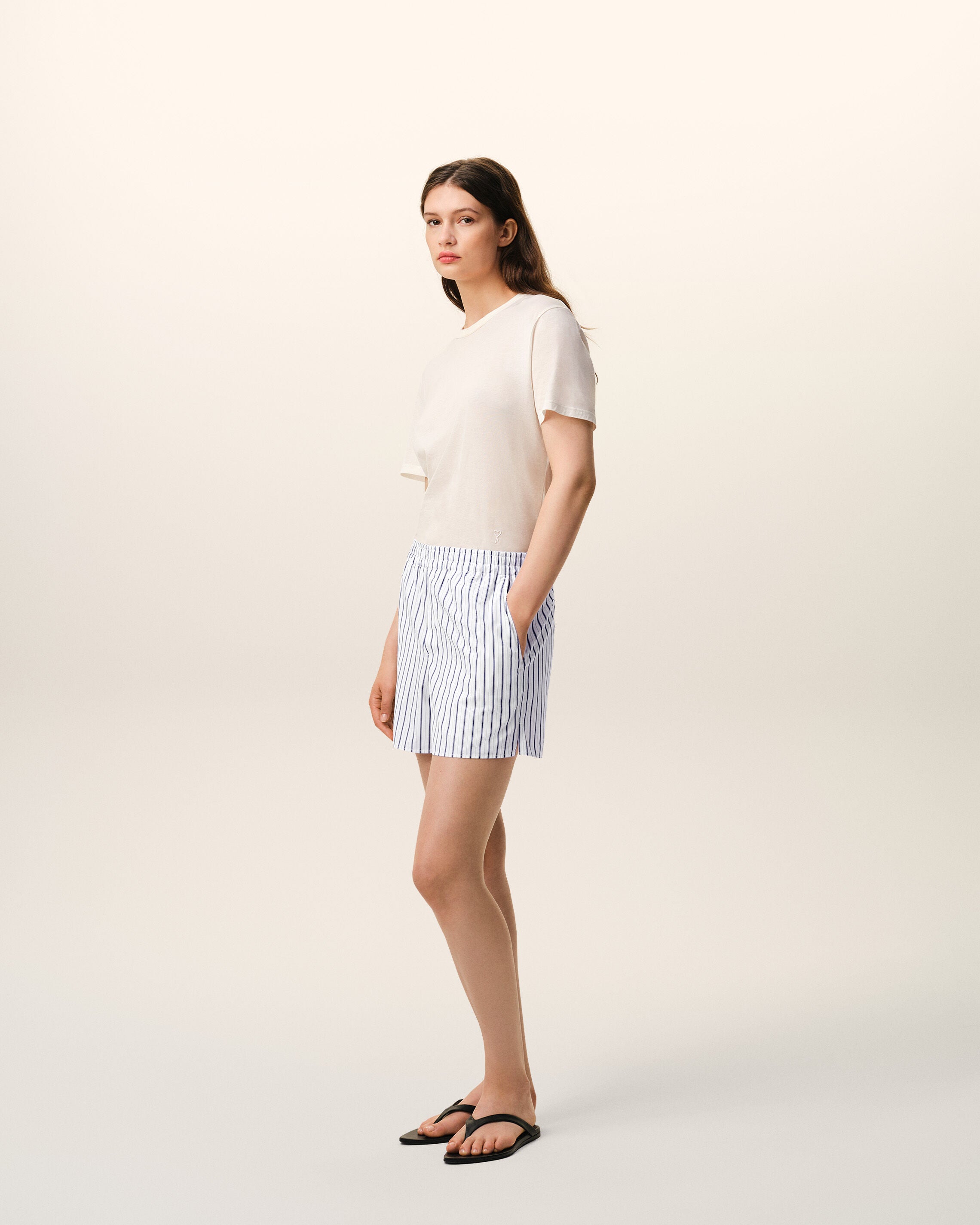 White Cotton Elasticated Shorts - 13