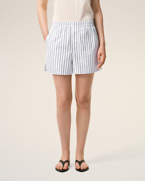 White Cotton Elasticated Shorts - 10 - Ami Paris