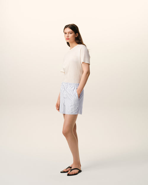 White Cotton Elasticated Shorts - 13 - Ami Paris