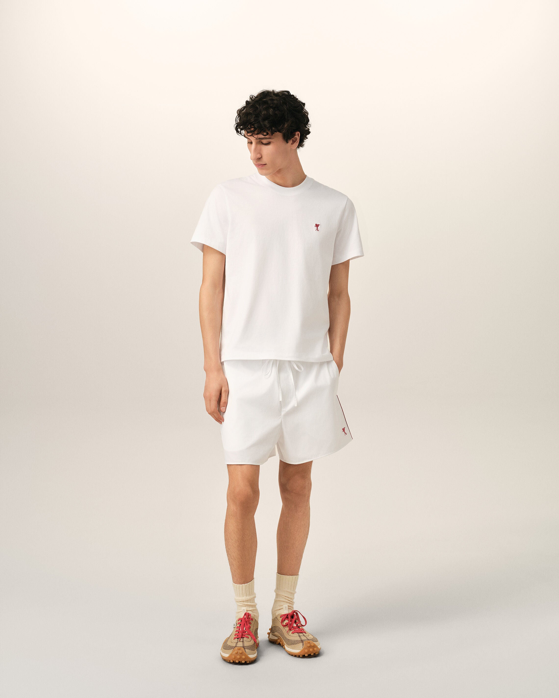 White cotton shorts with Ami de Coeur arrow - 2
