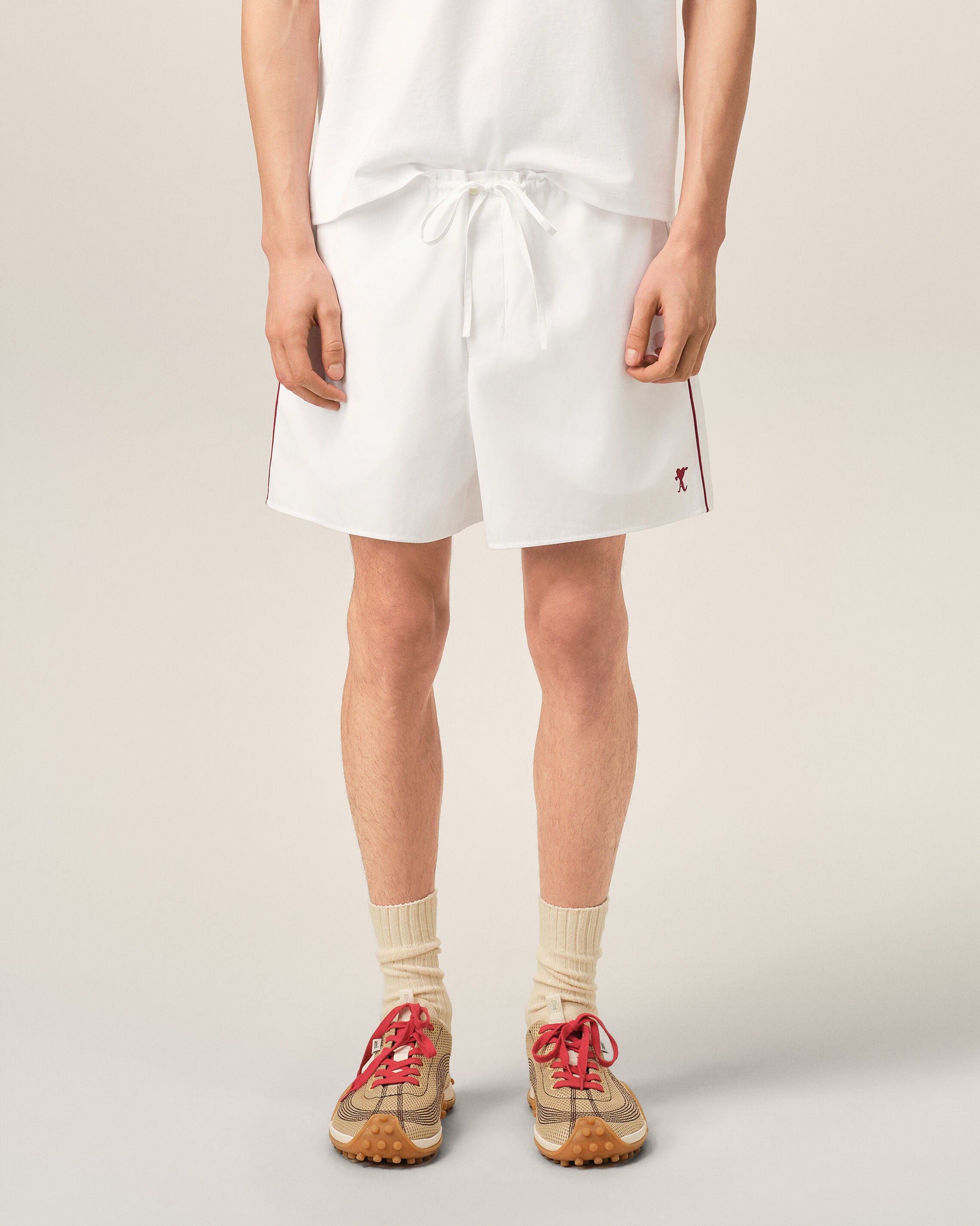 White cotton shorts with Ami de Coeur arrow - 3