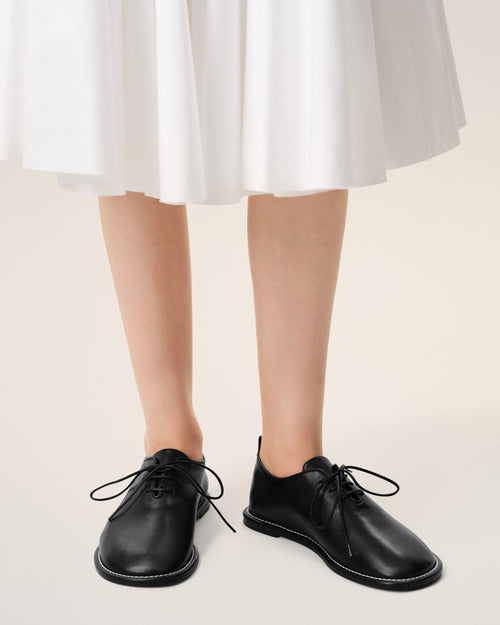 Black Cow Leather Midi Derbies Shoes - Woman - 7 - AMI Paris - Ami Paris