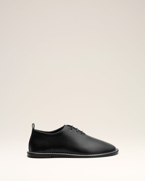                                 Black Cow Leather Midi Derbies Shoes - 3                             - Ami Paris