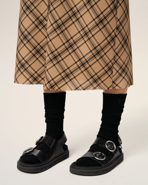 Sandales Midi Noires Fussbett En Cuir - 4 - Ami Paris