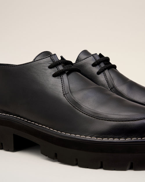 Derbies Noires A Bout Anatomique En Cuir - 5 - Ami Paris