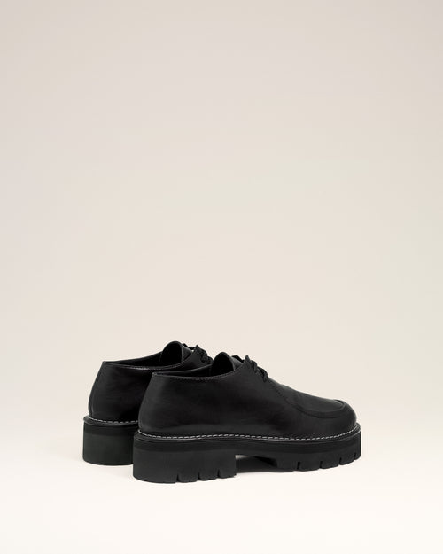 Derbies Noires A Bout Anatomique En Cuir - 4 - Ami Paris