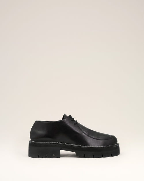                                 Black Leather Anatomical Toe Derbies - 3                             - Ami Paris