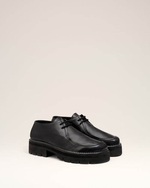 Derbies Noires A Bout Anatomique En Cuir - 3 - Ami Paris