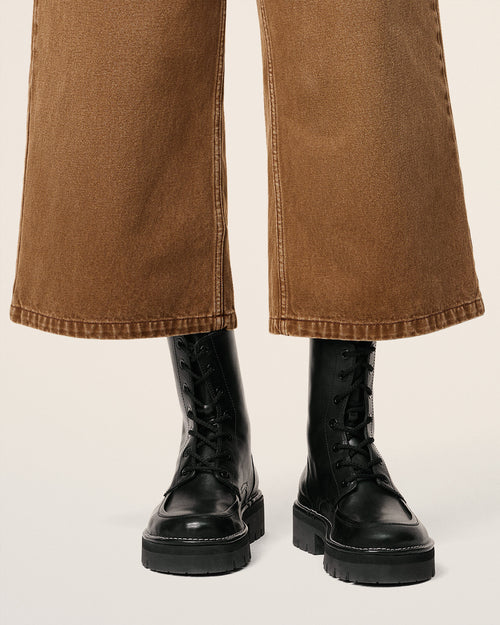 Black Leather Anatomical Toe Laced Up Boots - 2 - Ami Paris