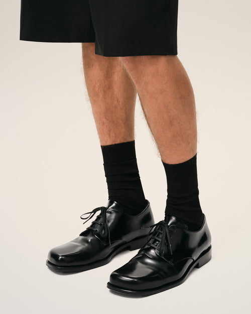 Black Cow Leather Derbies Shoes - 2 - Ami Paris