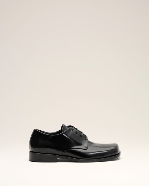 Black Cow Leather Derbies Shoes - 2 - Ami Paris