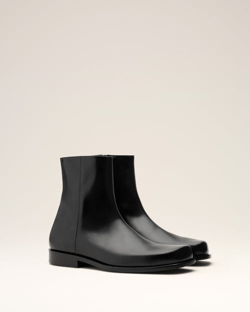 Black Cow Leather Ankle Boots - 3 - Ami Paris