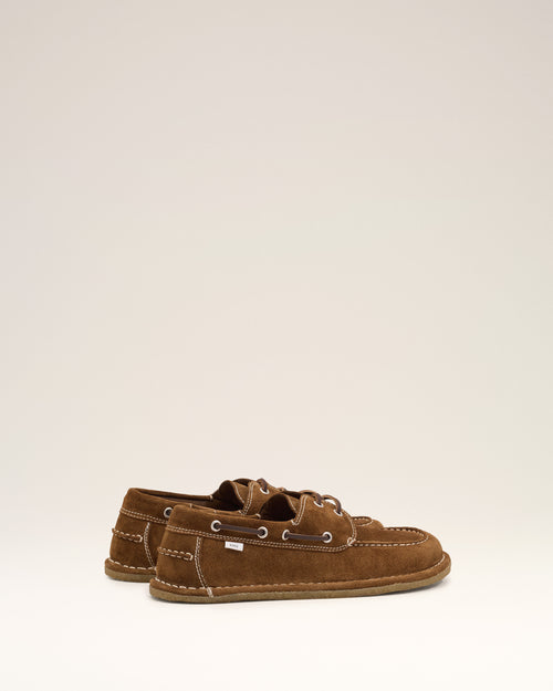 Brown Cow Leather Boat Shoes - 4 - Ami Paris