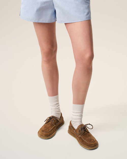                                 Brown Cow Leather Boat Shoes - 3                             - Ami Paris